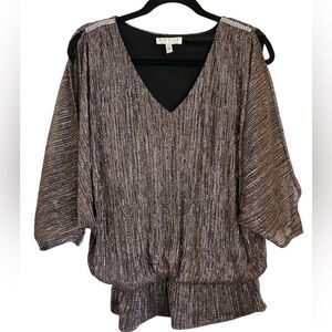 Chaus Women’s Metallic Black and Silver Blouse Size L